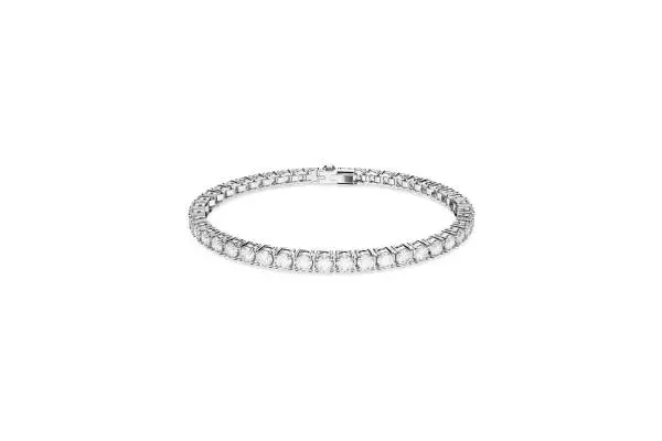 Swarovski Matrix Tennis Bracelet, Round Cut Crystals, Pink, Blue, Black, Clear, Rhodium, Gold-Tone and Rose Gold-Tone Finishes image