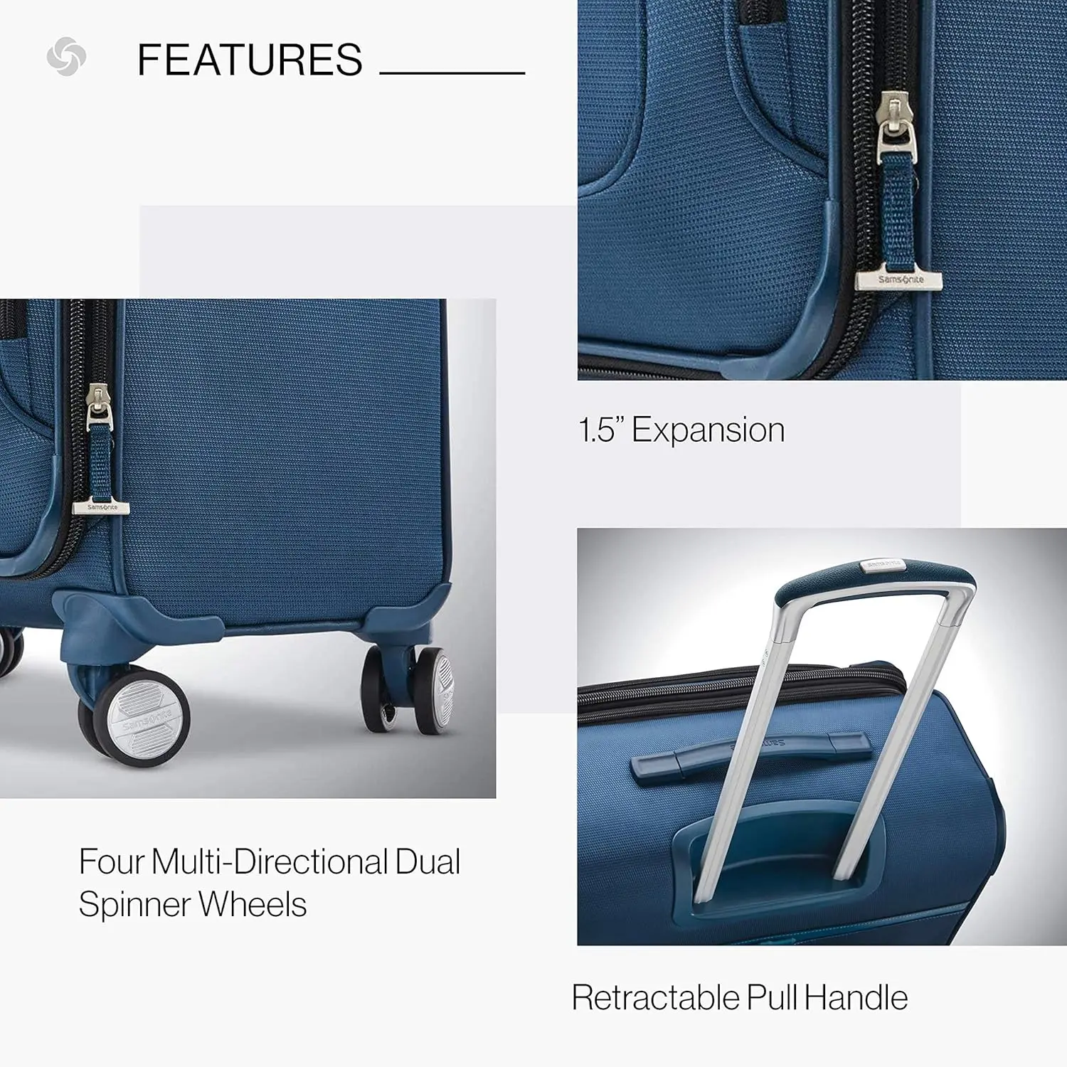 Samsonite Solyte DLX Softside Expandable Luggage with Spinner Wheels, Mediterranean Blue, Carry-On 20-Inch image 8