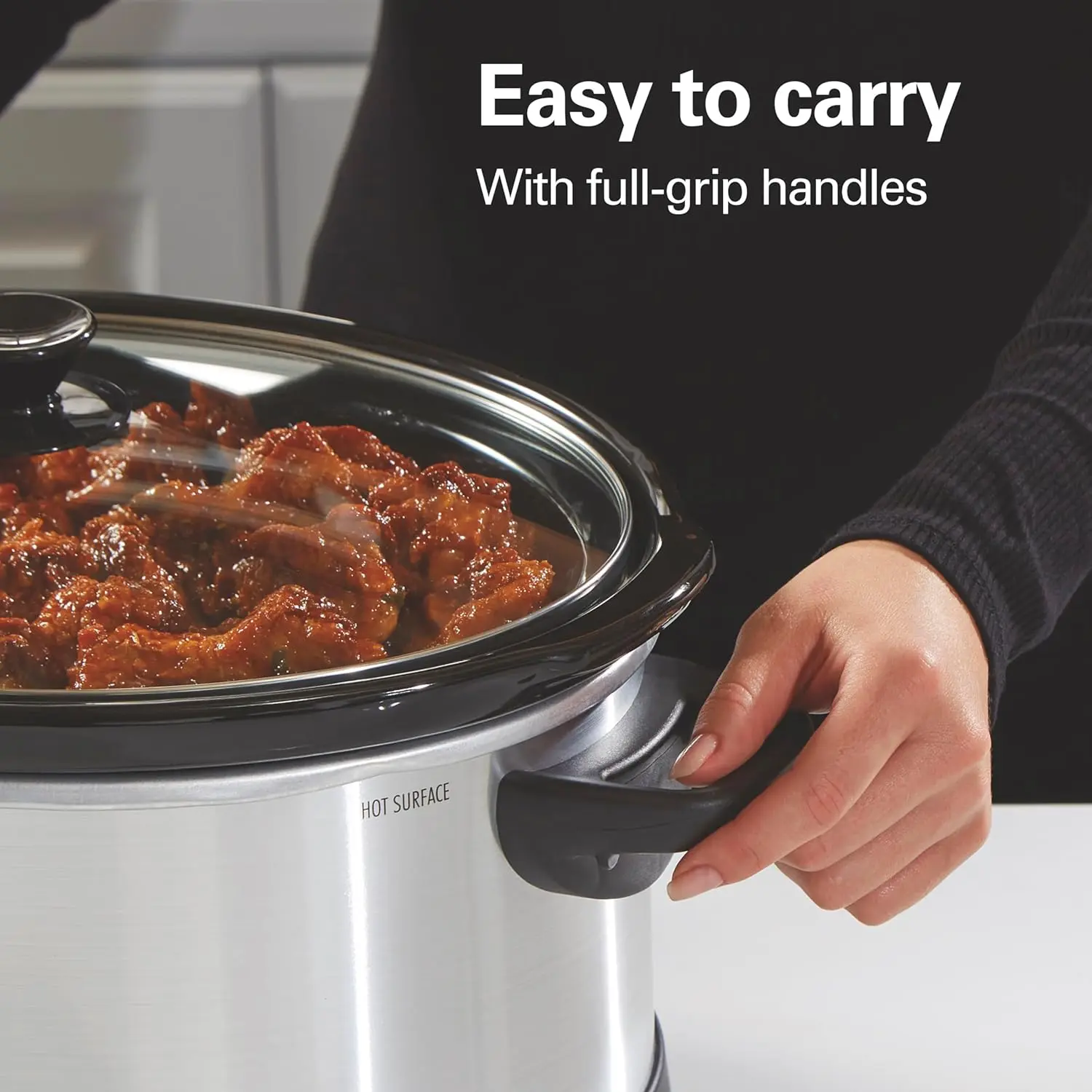 Hamilton Beach 7 Quart Programmable Slow Cooker With Flexible Easy Programming, 5 Cooking Times, Dishwasher-Safe Crock & Lid, Silver (33473) image 5