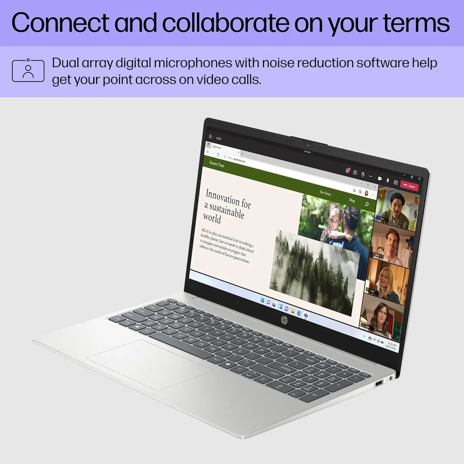HP 15.6 inch Laptop, HD Touchscreen Display, AMD Ryzen 3 7320U, 8 GB RAM, 256 GB SSD, AMD Radeon Graphics, Windows 11 Home, Natural Silver, 15-fc0399nr image 3