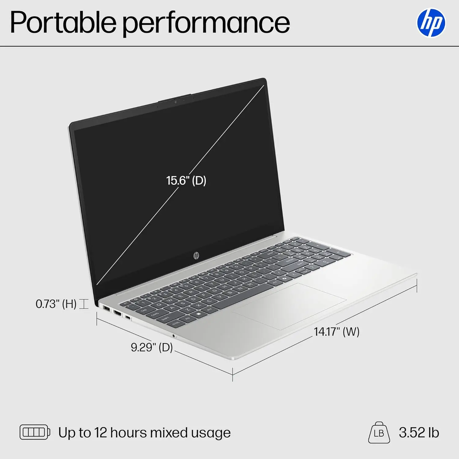 HP 15.6 inch Laptop, HD Touchscreen Display, AMD Ryzen 3 7320U, 8 GB RAM, 256 GB SSD, AMD Radeon Graphics, Windows 11 Home, Natural Silver, 15-fc0399nr image 5