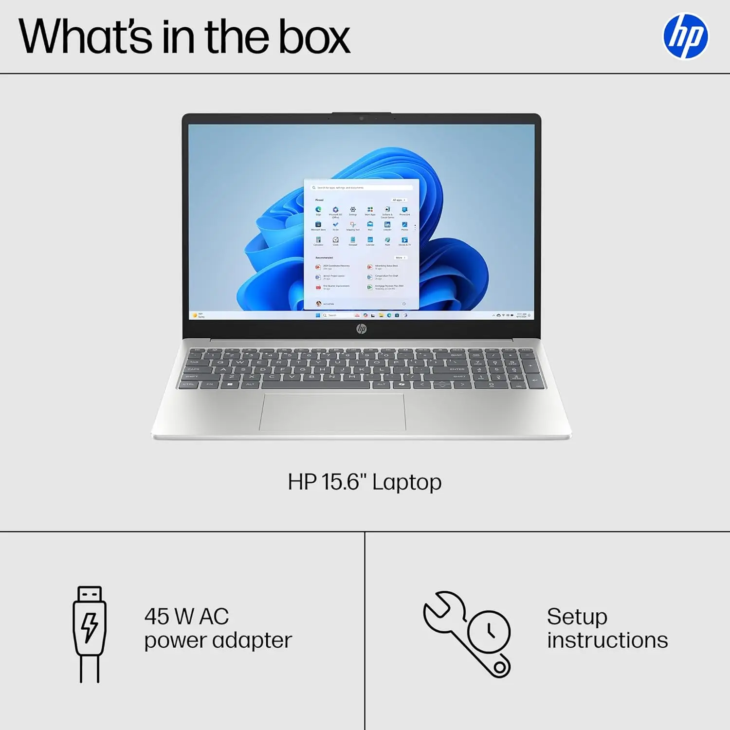 HP 15.6 inch Laptop, HD Touchscreen Display, AMD Ryzen 3 7320U, 8 GB RAM, 256 GB SSD, AMD Radeon Graphics, Windows 11 Home, Natural Silver, 15-fc0399nr image 9