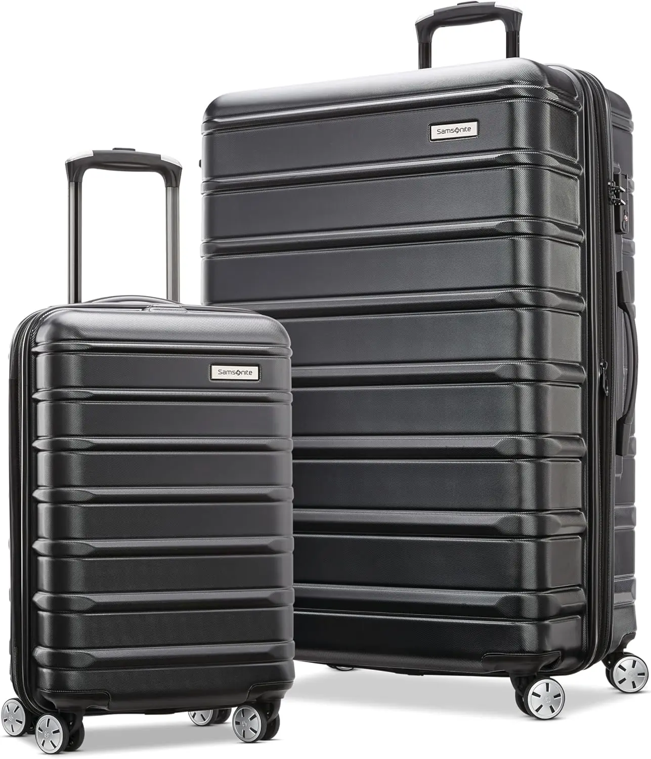 Samsonite Omni 2-2 Piece 19/28 Hardside Luggage with 360° Spinner Wheels - Scratch Resistant Hardshell - TSA, Airline-Approved - Expandable Polycarbonate Lightweight - Midnight Black image 1