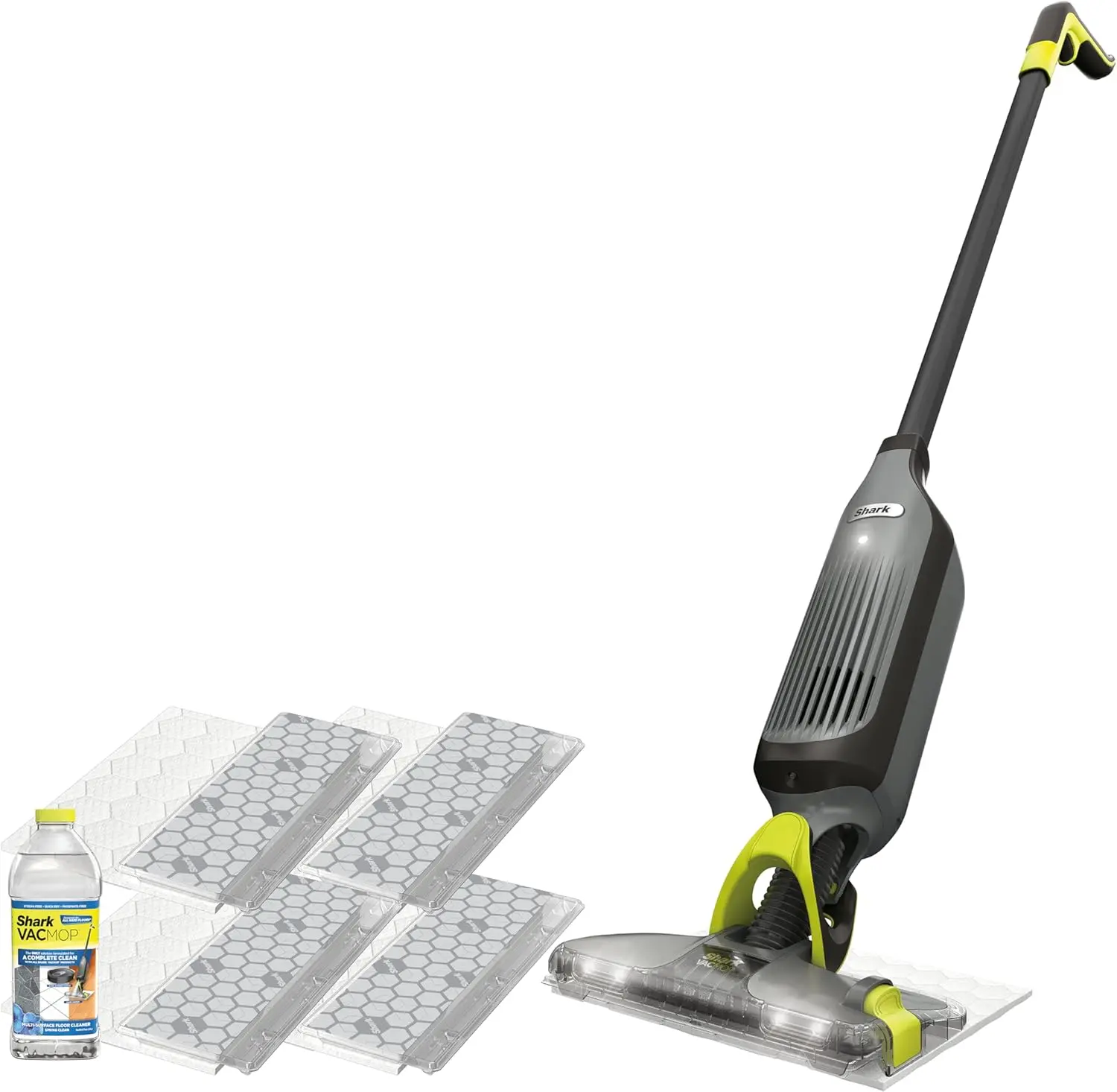 Shark VACMOP Cordless Hard Floor Cleaner, Vacuum and Spray Mop, Powerful Suction, Lightweight, LED Headlights, Includes 4 Disposable Pads, 12oz Multi-surface Cleaning Solution, Gray, VM252 image 1