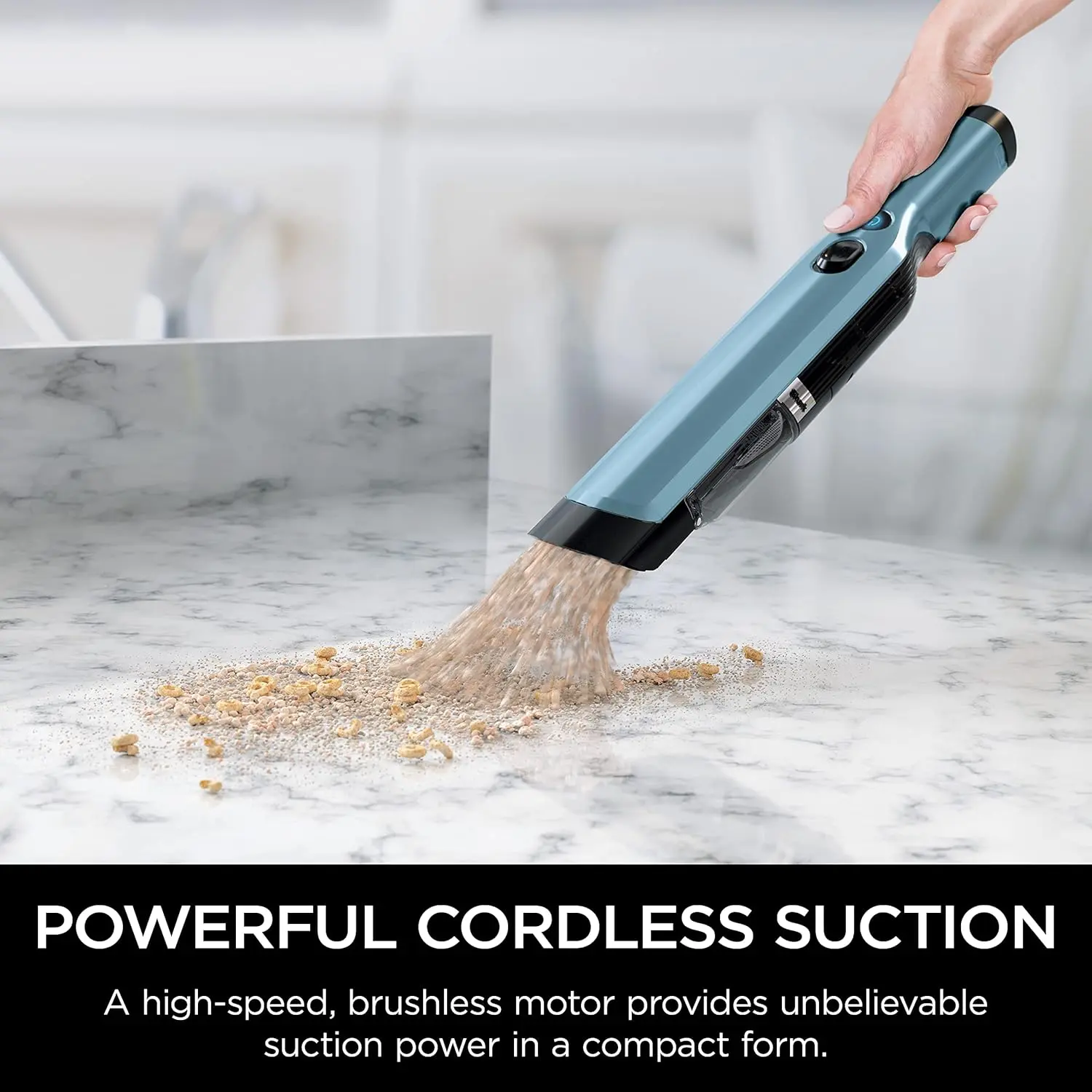 Shark WV201BLBRN WANDVAC Cordless Hand Vac, Lightweight and Portable at 1.4 lbs. with Powerful Suction, Charging Dock, One-Touch Empty for Car & Home, Cove Blue image 3