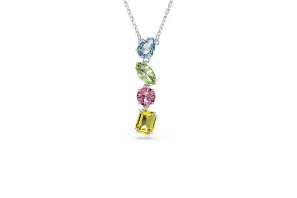 Swarovski Gema Y Pendant, Mixed Cuts, Multicolored, Rhodium Finished image