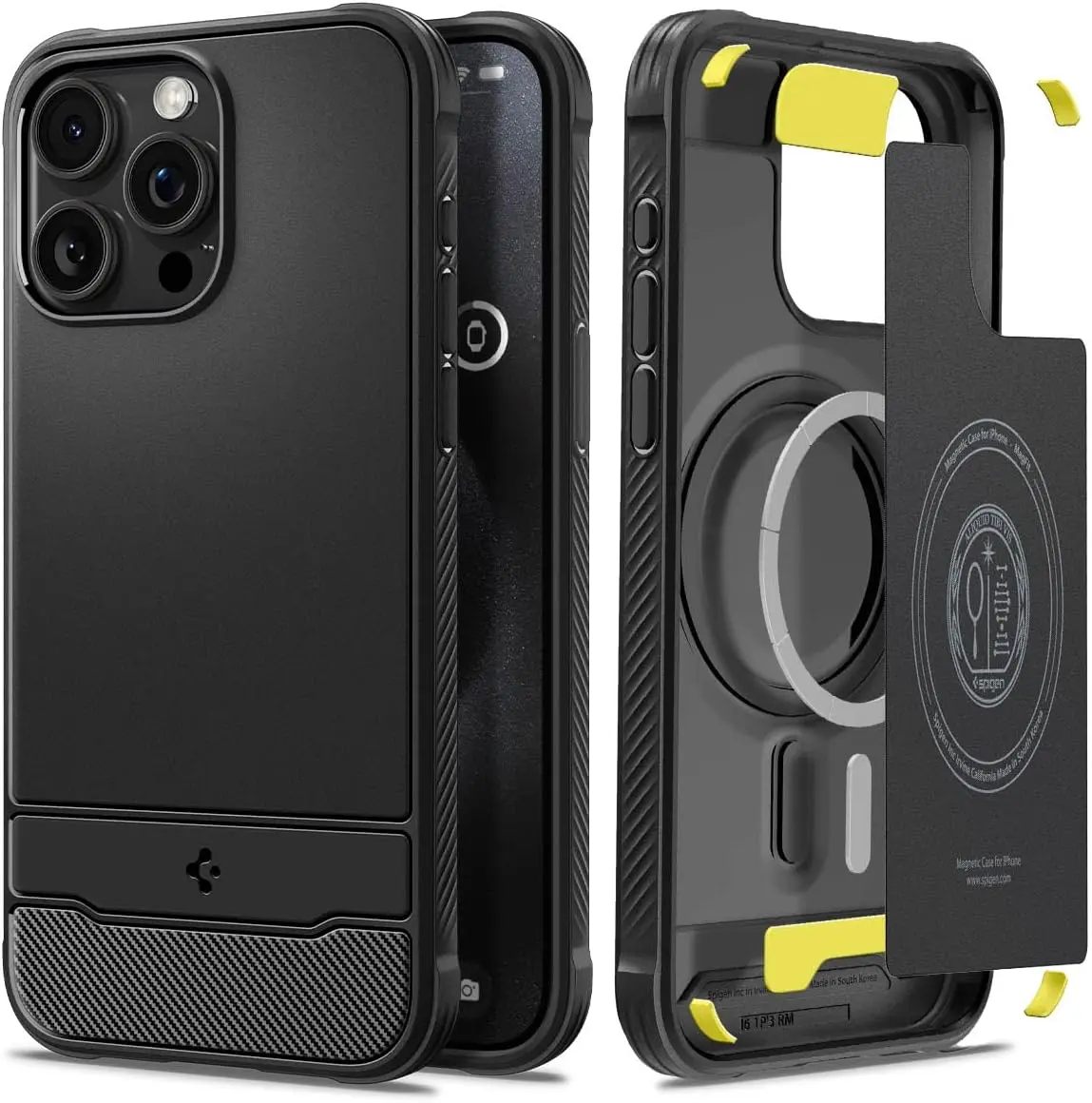 Spigen Rugged Armor MagFit Designed for iPhone 15 Pro Case (2023) [Military-Grade Protection] Compatible with MagSafe - Matte Black image 1