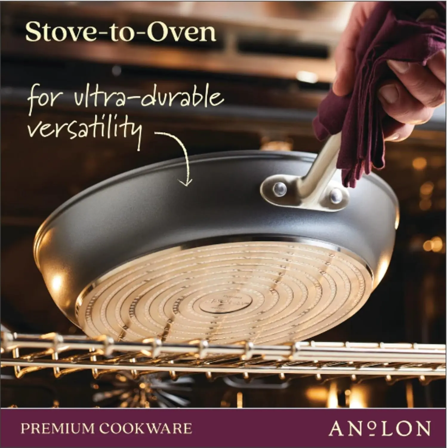 Anolon Accolade Forged Hard Anodized Nonstick Frying Pans/Skillet Set, 10 Inch and 12 Inch - Moonstone Gray image 7