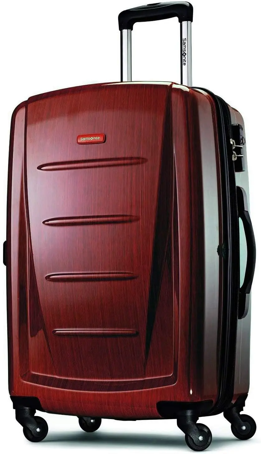 Samsonite Winfield 2 Hardside Expandable Luggage with Spinner Wheels, Burgundy, Checked-Medium 24-Inch image 1