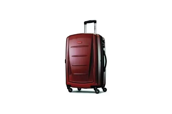 Samsonite Winfield 2 Hardside Expandable Luggage with Spinner Wheels, Burgundy, Checked-Medium 24-Inch image