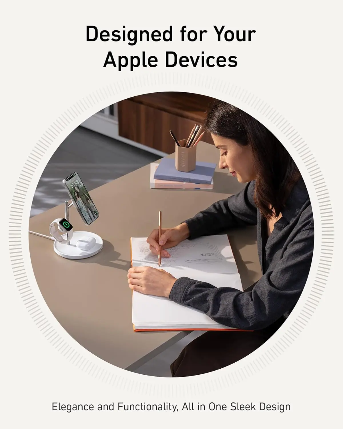 Anker MagSafe Charger Stand, iPhone 17 Wireless Charging Station, MagGo 3 in 1 Charging Station, Qi2 Certified 15W Wireless Charger, Desk Accessory, for iPhone 17/16/15/14/13/12, Apple Watch, AirPods image 3