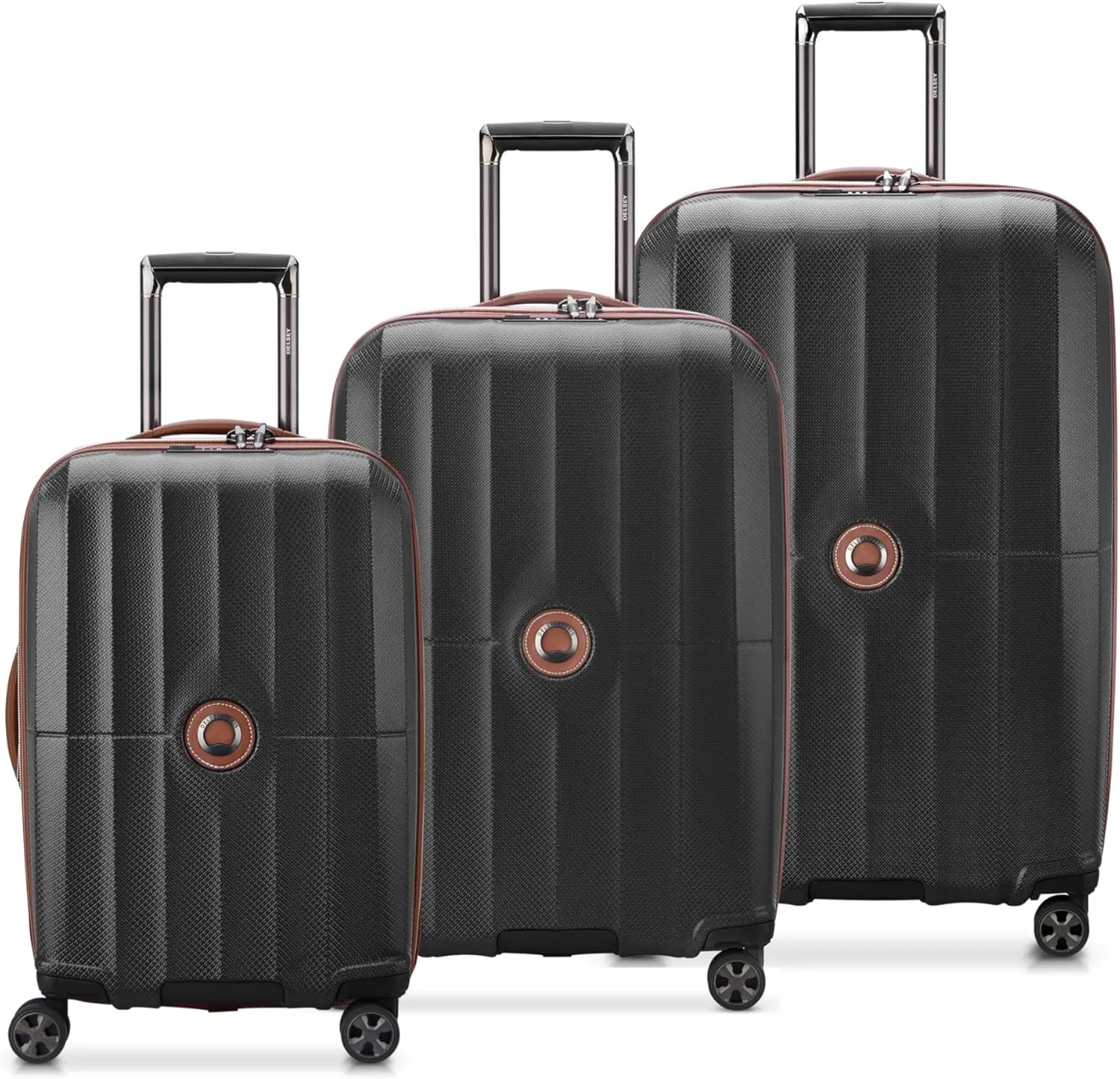 DELSEY PARIS Carrousel Hardside Expandable Luggage with Spinner Wheels, Black, 3 Piece Set image 1