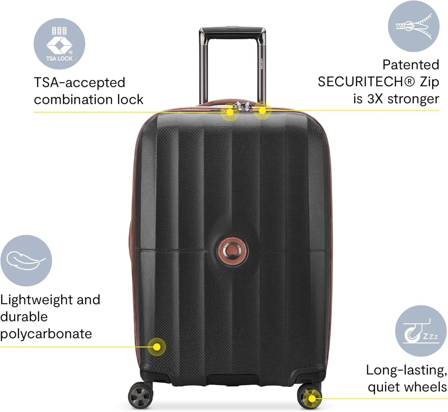 DELSEY PARIS Carrousel Hardside Expandable Luggage with Spinner Wheels, Black, 3 Piece Set image 2