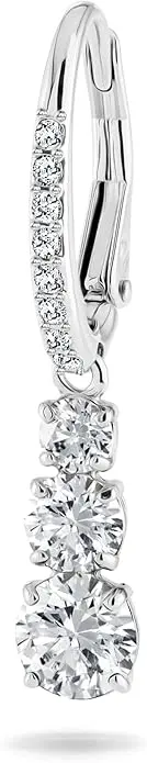 Swarovski Stilla Attract Trilogy Drop Pierced Earrings with White Crystals on a Rhodium Plated Setting with Hinged Closure image 3
