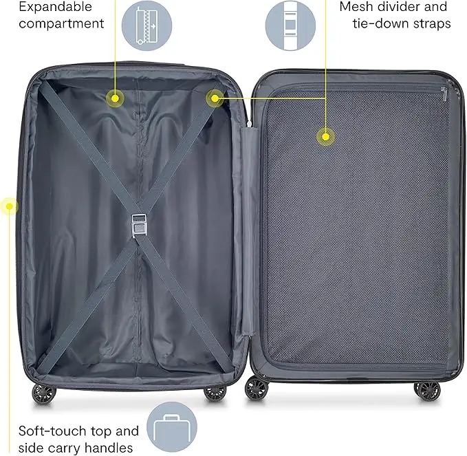 DELSEY PARIS Helium Aero Hardside Expandable Luggage with Spinner Wheels, Titanium, Checked-Large 28 Inch image 3