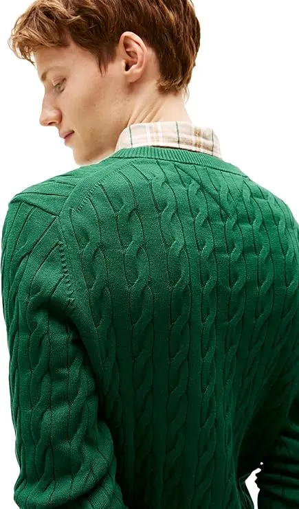 Tommy Hilfiger Men's Cable Knit Crewneck Sweater Lightweight Pullover image 2