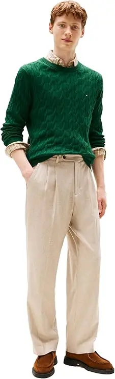 Tommy Hilfiger Men's Cable Knit Crewneck Sweater Lightweight Pullover image 3