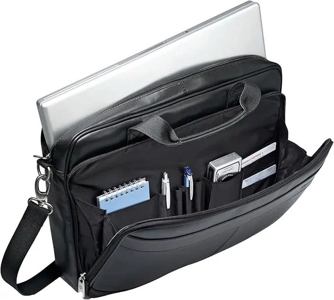 Samsonite Leather Slim Briefcase, Black, 16 Inch image 2