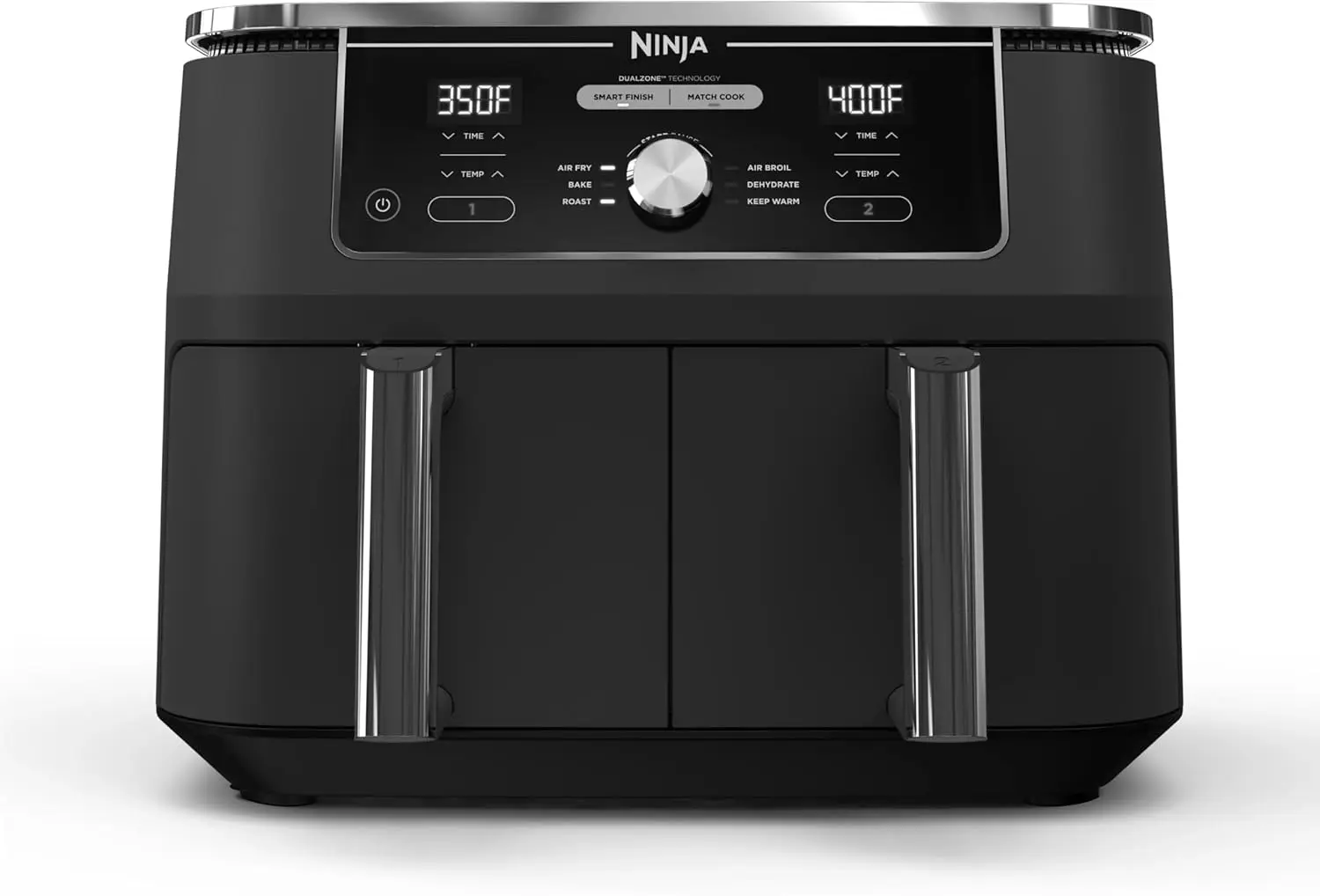 Ninja DZ401 Foodi 10 Quart 6-in-1 DualZone XL 2-Basket Air Fryer with 2 Independent Frying Baskets, Match Cook & Smart Finish to Roast, Broil, Dehydrate for Quick, Easy Family-Sized Meals, Grey image 1