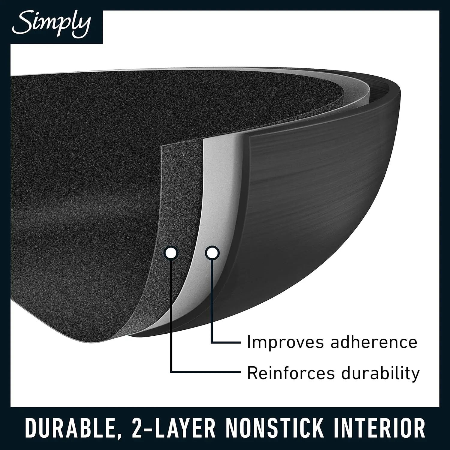 Calphalon 10-Piece Non-Stick Kitchen Cookware Set Black Pots & Pans with Stay-Cool Stainless Steel Handles Hard-Anodized Aluminum for Even Heating image 3