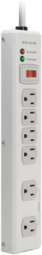 Belkin 6-Outlet Metal Power Strip Surge Protector, 6ft, Beige image 1