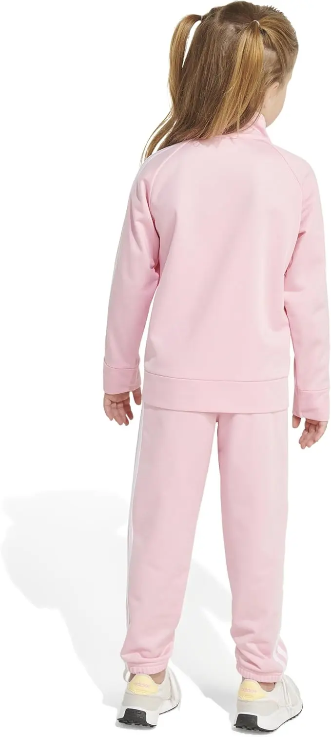 Adidas Little Girl's Zip Front Classic Tricot Jacket and Joggers Set image 2