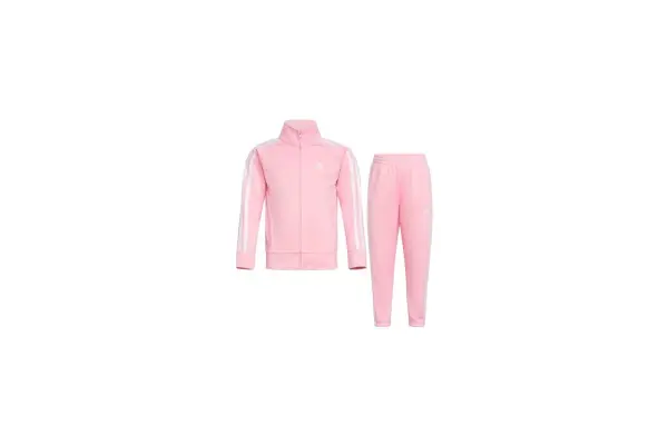 Adidas Little Girl's Zip Front Classic Tricot Jacket and Joggers Set image