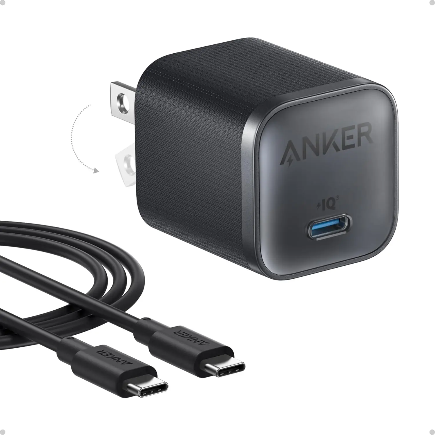 Anker Nano 45W Type C Charger Fast Charging, Compact and Foldable Plug USB C Charger Block for iPhone 17/16 Series, MacBook, Pixel 9, iPad, Samsung Galaxy S25 Ultra / S24 Series (6 ft Cable Included) image 1