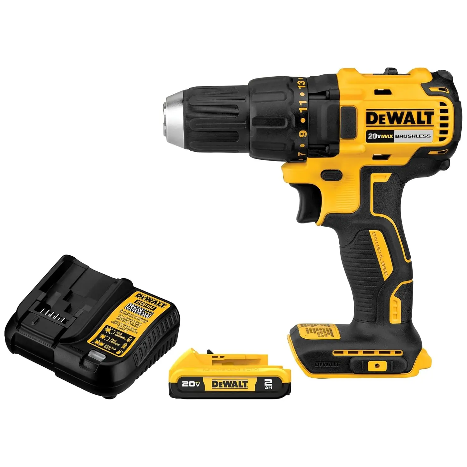 DEWALT 20V MAX Cordless Drill Driver Set, 1/2 Inch Electric Drill, 2 Speed, XR 2.0 Ah Battery and Charger Included (DCD777D1) image 1