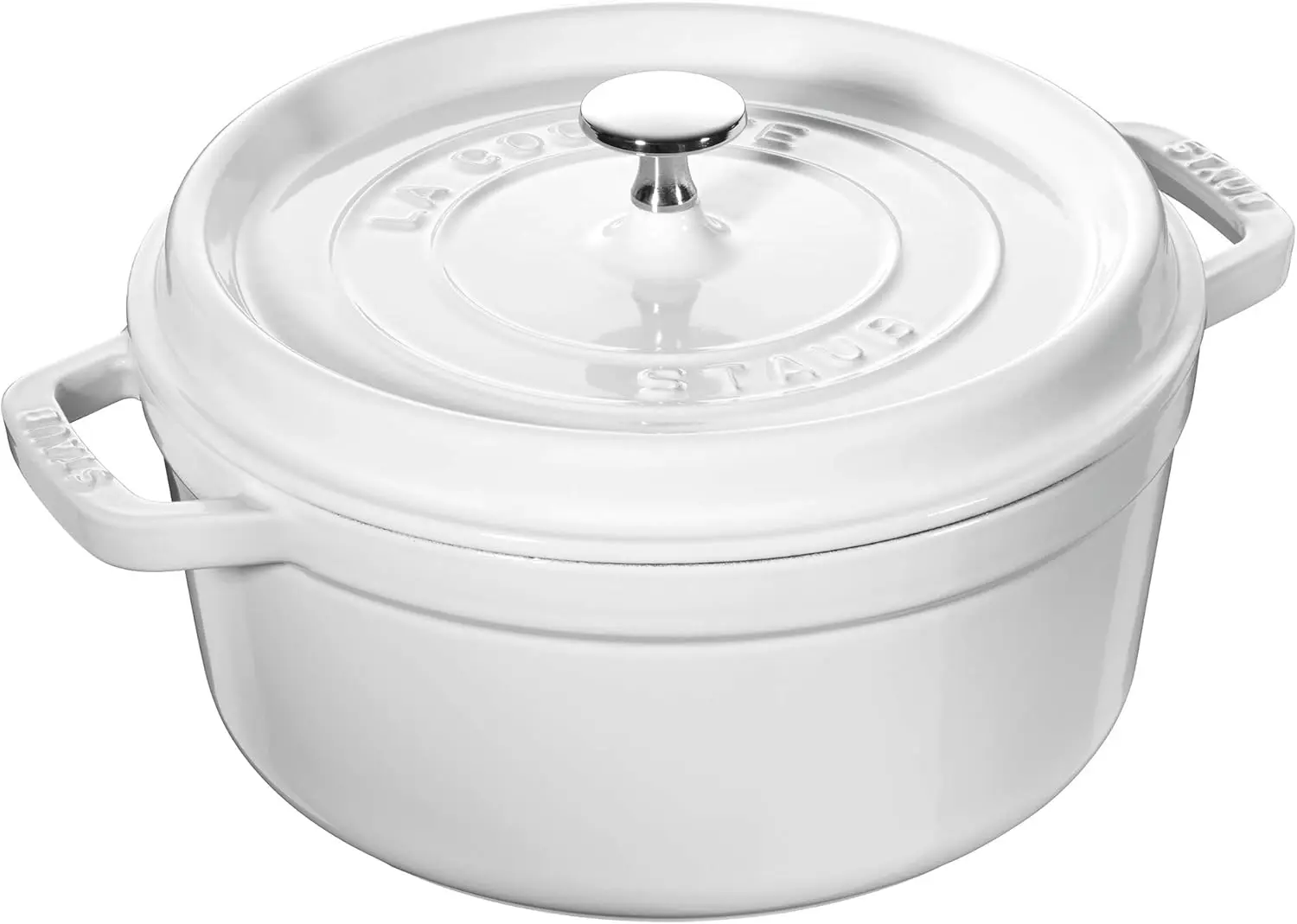 STAUB Cast Iron Dutch Oven 4-qt Round Cocotte, Made in France, Serves 3-4, White image 1