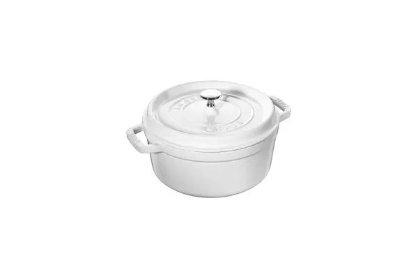 STAUB Cast Iron Dutch Oven 4-qt Round Cocotte, Made in France, Serves 3-4, White image