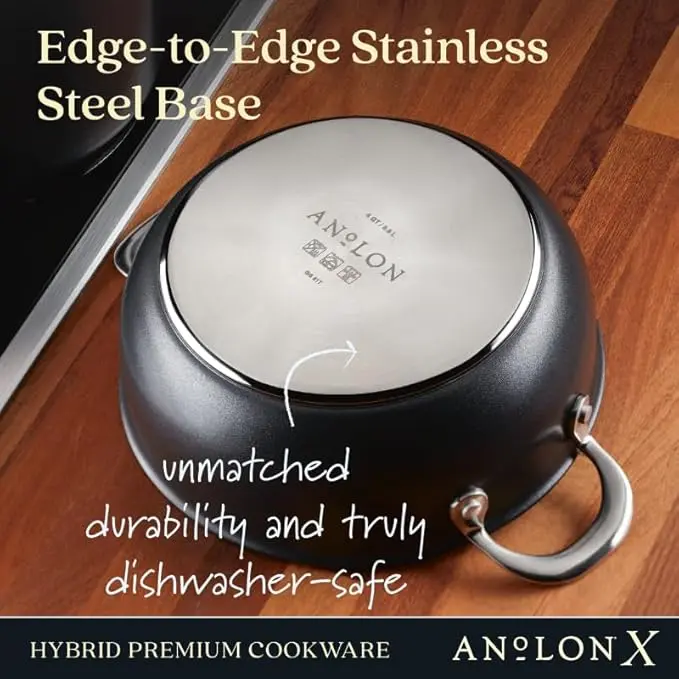 Anolon X Hybrid Nonstick Casserole Pan with Lid, Dark Gray image 5