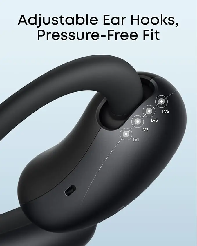 Soundcore AeroFit 2 by Anker, Open-Ear Headphones, Real-Time Translation Earbuds, 4 Adjustable Positions for Every Ear Size, 2× Richer Bass, Hi-Res, 42H Playtime, IP55,AI Clear Calls,Wireless Charging image 3