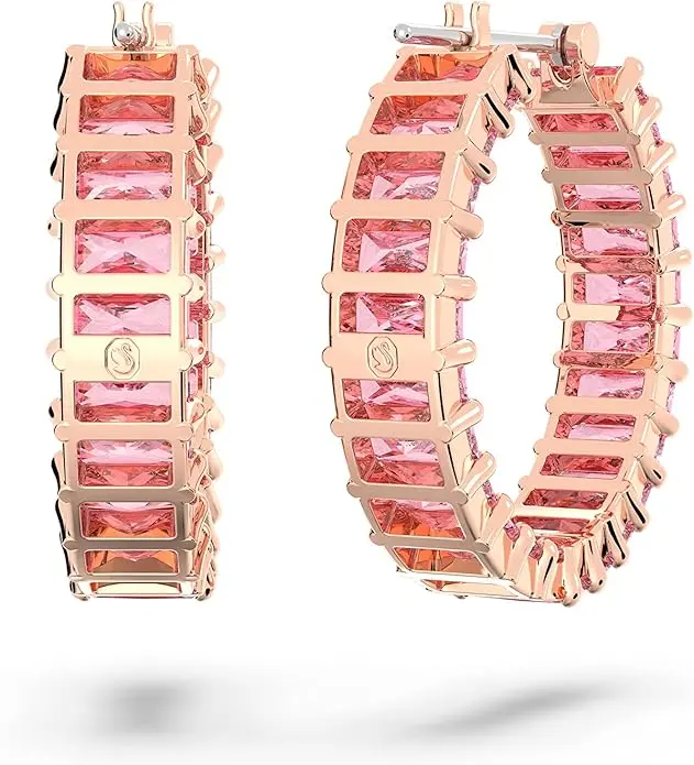 Swarovski Matrix Crystal Hoop Earrings, Blue and Clear Crystals, Rhodium Finish image 4