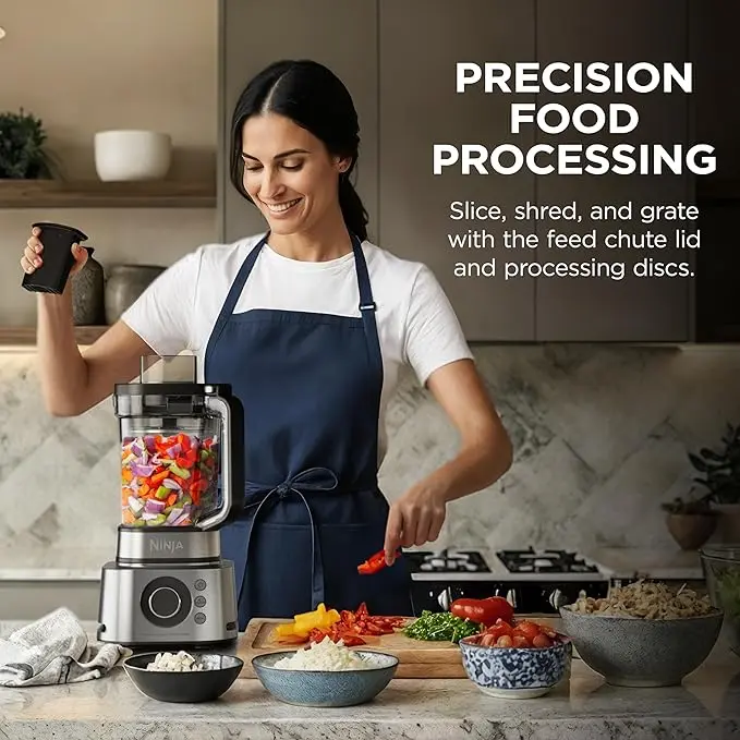 Ninja Blender & Food Processor Combo, Foodi Power Blender System for Smoothies, Bowls, Spreads & Shakes, 6 Functions, 72-oz Pitcher, To-Go Cups, Silver, SS401 image 4