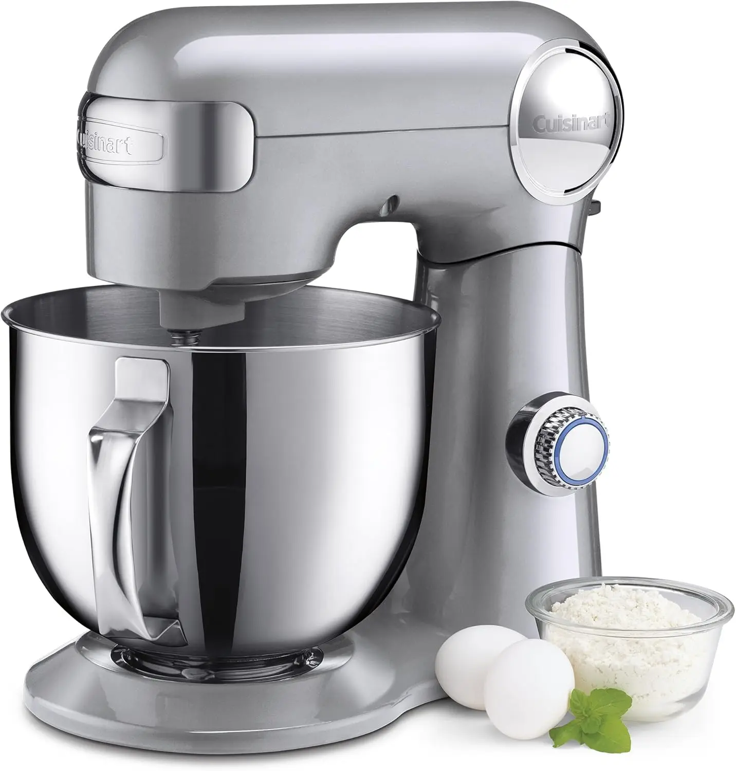 Cuisinart Stand Mixer, 12 Speeds, 5.5-Quart Mixing Bowl, Chef's Whisk, Flat Mixing Paddle, Dough Hook, and Splash Guard with Pour Spout, Silver Lining, SM-50BC, Silver Lining image 1