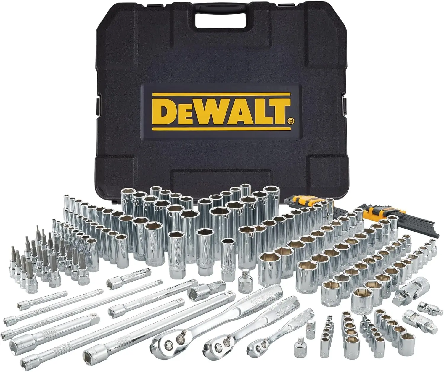 DEWALT Mechanics Tool Set, SAE and Metric Socket Wrench Set, Drive Sizes 1/2, 1/4, 3/8 Socket Set, 192-Piece Tool Box (DWMT75049) image 1