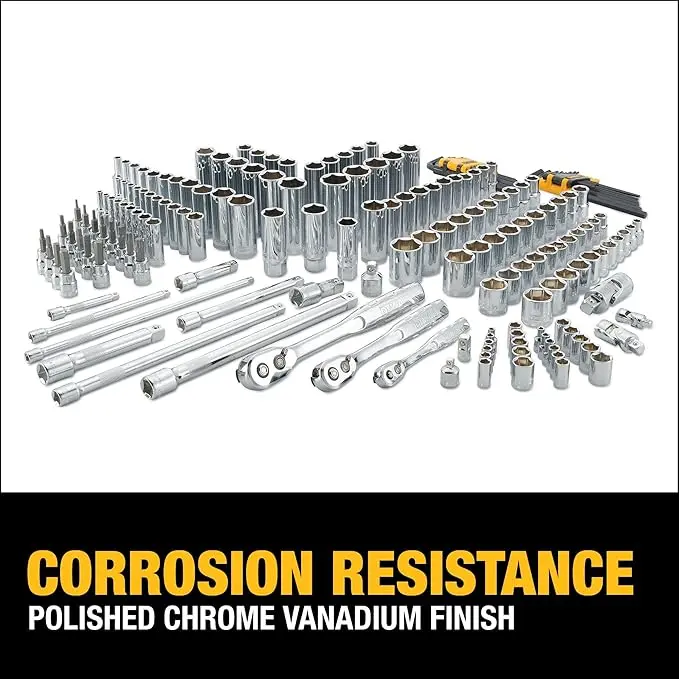 DEWALT Mechanics Tool Set, SAE and Metric Socket Wrench Set, Drive Sizes 1/2, 1/4, 3/8 Socket Set, 192-Piece Tool Box (DWMT75049) image 5