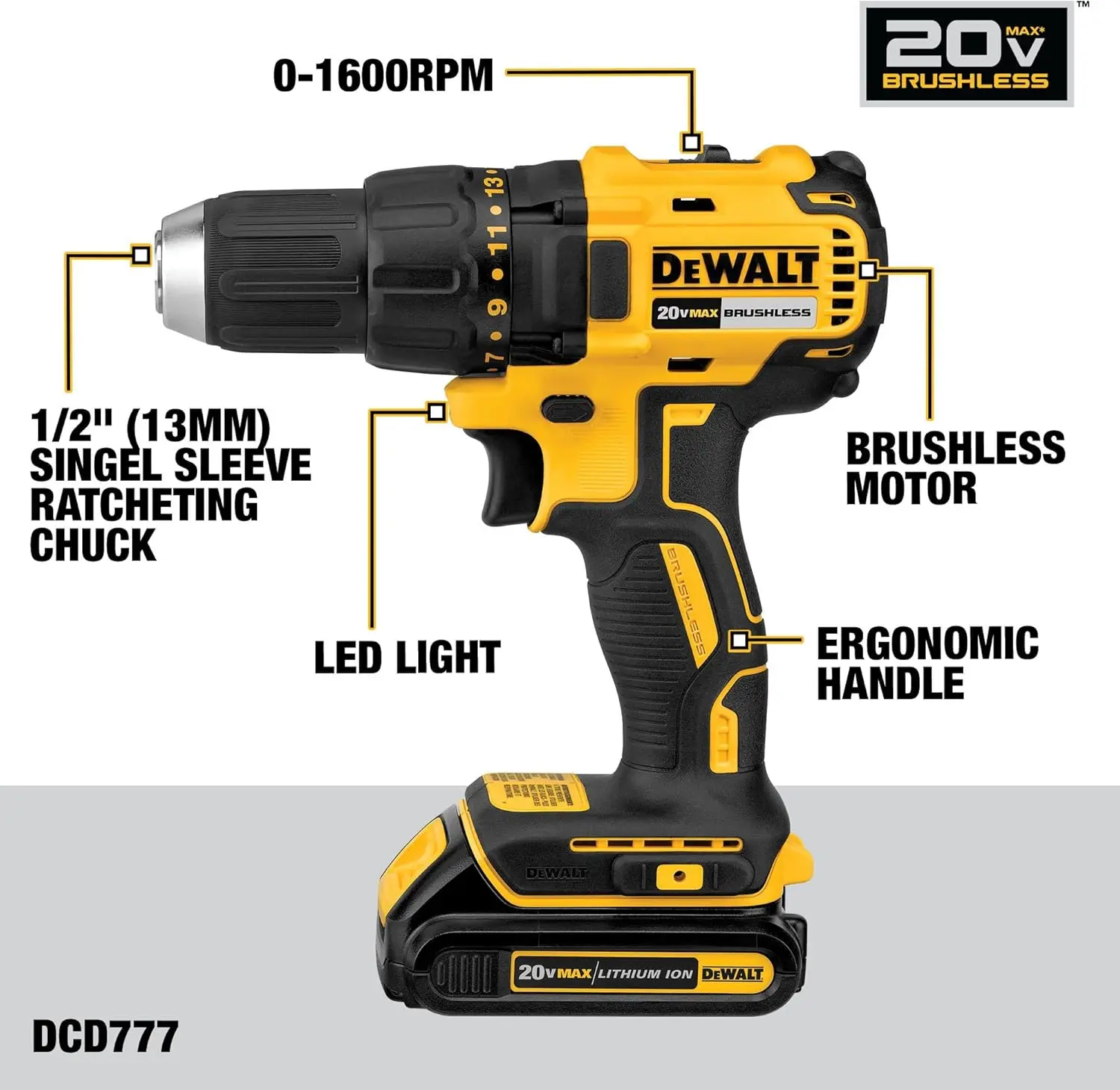 DEWALT 20V MAX Cordless Drill and Impact Driver, Power Drill Brushless 2-Tool Power Tool Combo Kit, Includes 2 Batteries, Charger and Bag (DCK277D2) image 3