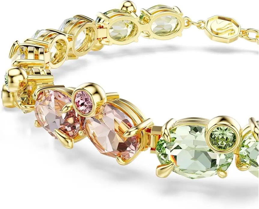 Swarovski Gema Tennis bracelet, Mixed cuts, Multicolored, Gold-tone finish image 4