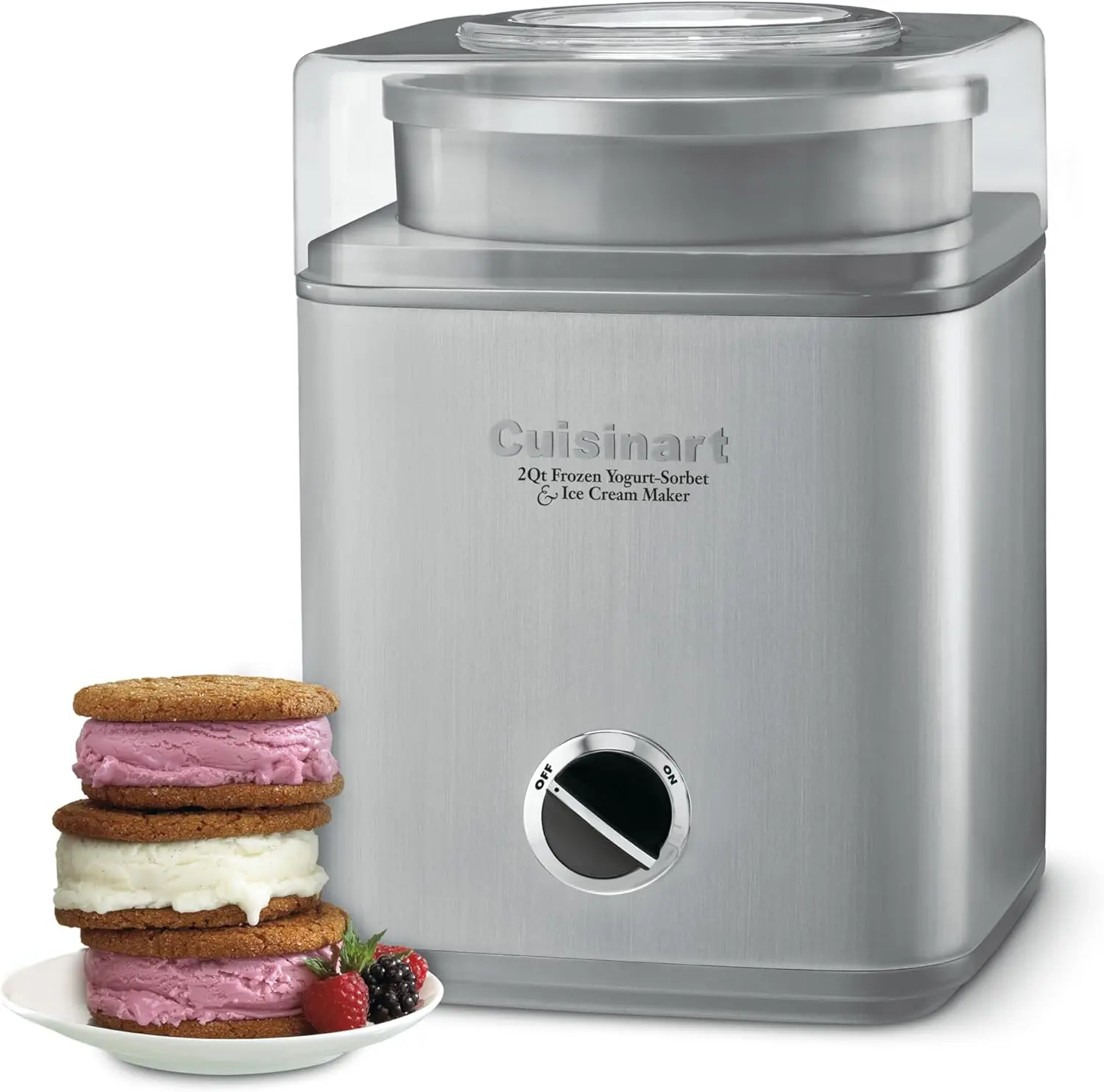 Cuisinart Ice Cream Maker Machine, 2-Quart Ice Cream, Sorbet and Frozen Yogurt Machine, Fully Automatic Double-Insulated Freezer Bowl Makes Frozen Desserts in Under 30 Minutes, ICE30BCP1, Silver image 1