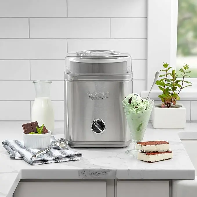 Cuisinart Ice Cream Maker Machine, 2-Quart Ice Cream, Sorbet and Frozen Yogurt Machine, Fully Automatic Double-Insulated Freezer Bowl Makes Frozen Desserts in Under 30 Minutes, ICE30BCP1, Silver image 2