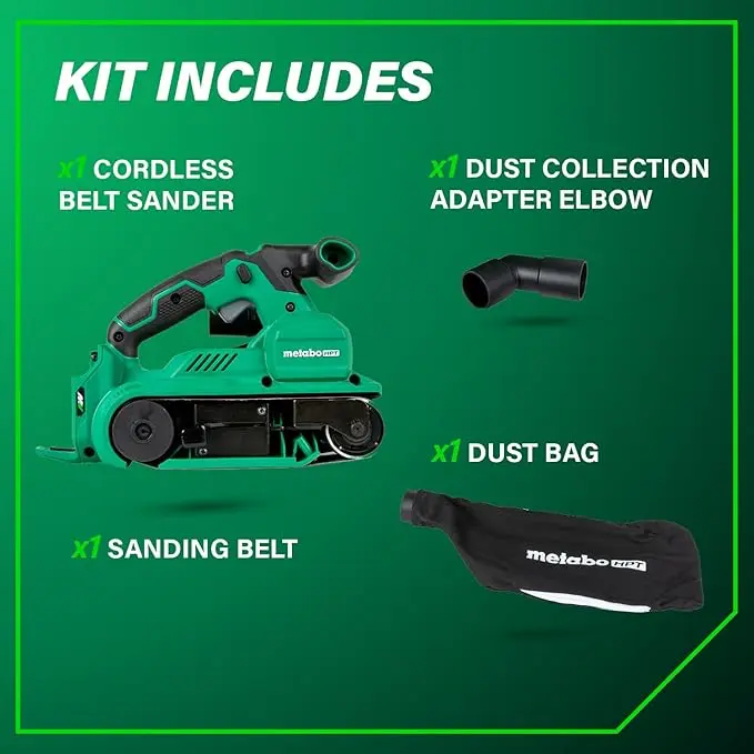Metabo HPT 36V MultiVolt Cordless Brushless 3" x 21" Belt Sander, Power Sander Kit, Variable Speed, Auto Mode, Compatible with 18V/36V Metabo HPT Battery or AC Adapter, Tool Body Only, SB3608DAQ4 image 5