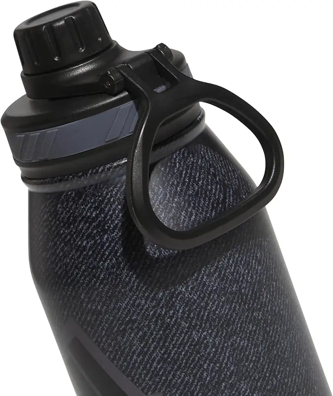 Adidas 1 Liter (32 oz) Metal Water Bottle, Hot/Cold Double-Walled Insulated 18/8 Stainless Steel, Twill Black/Black/Grey Five, 32 Ounces image 3