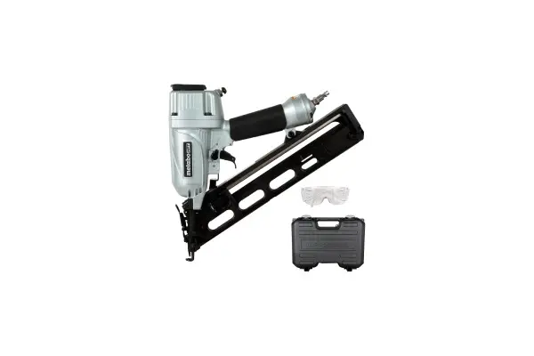 Metabo HPT Finish Nailer with Air Duster, Pro-Preferred Pneumatic Power Nailer for Crown Moldings, Base Moldings, and More, Selective Actuation, 15 Gauge Angled, 1-1/4″ to 2-1/2″ Finish Nails, NT65MA4 image