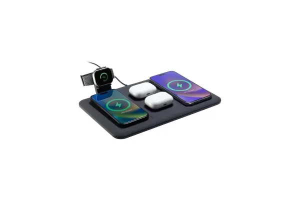 Mophie 4-in-1 Wireless Charging Mat for Apple iPhone, AirPods & Watch, Samsung Galaxy, Google Pixel, and All Qi-Enabled Devices, Additional USB-A Port, Intuitive Design, Includes Apple Watch Stand image