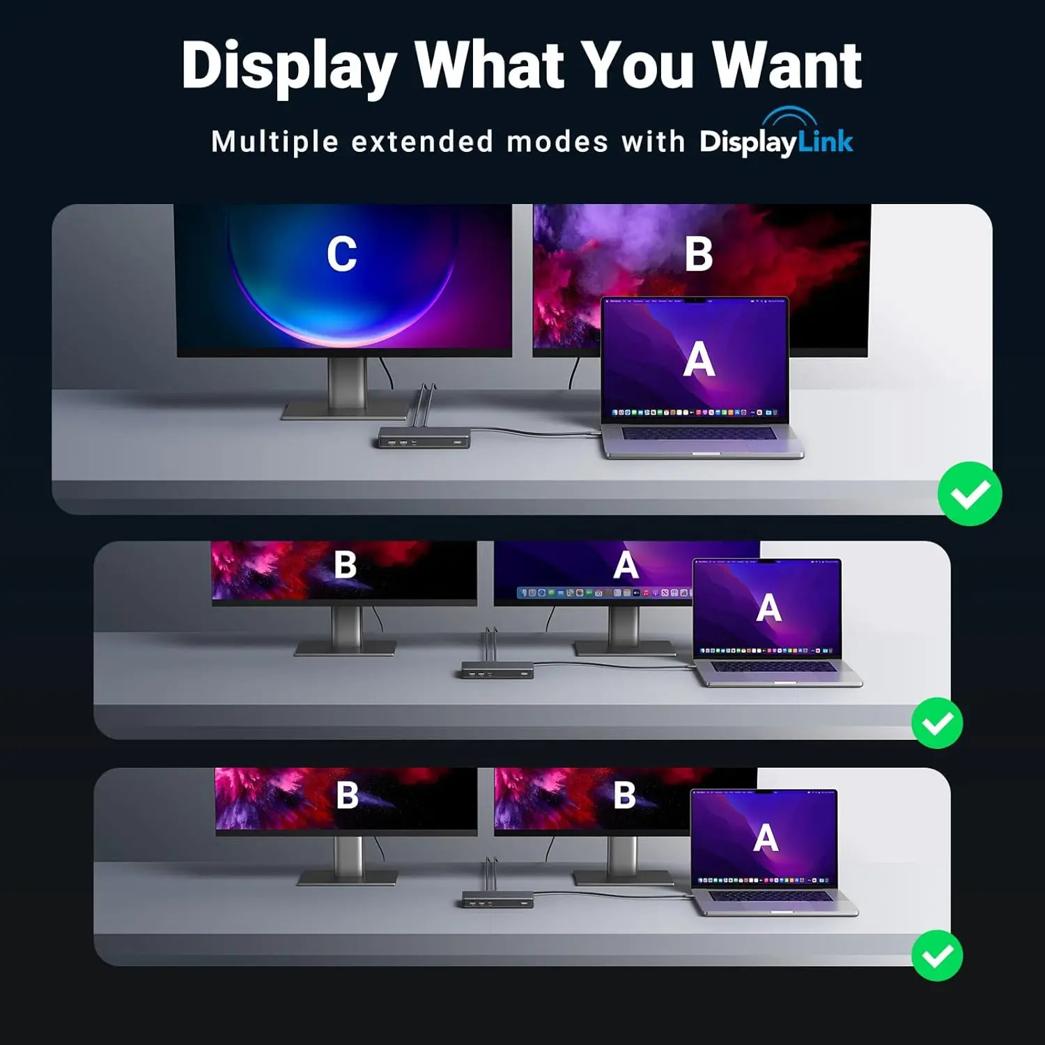 UGREEN USB C Docking Station, DisplayLink 9-in-1,Revodok Pro 209,Dual 4K@60hz Monitor Dock for MacBook & Windows with 2 DP & 2 HDMI, 10 Gbps USB C & USB-A Data Ports, 100W PD, Gigabit Ethernet image 4