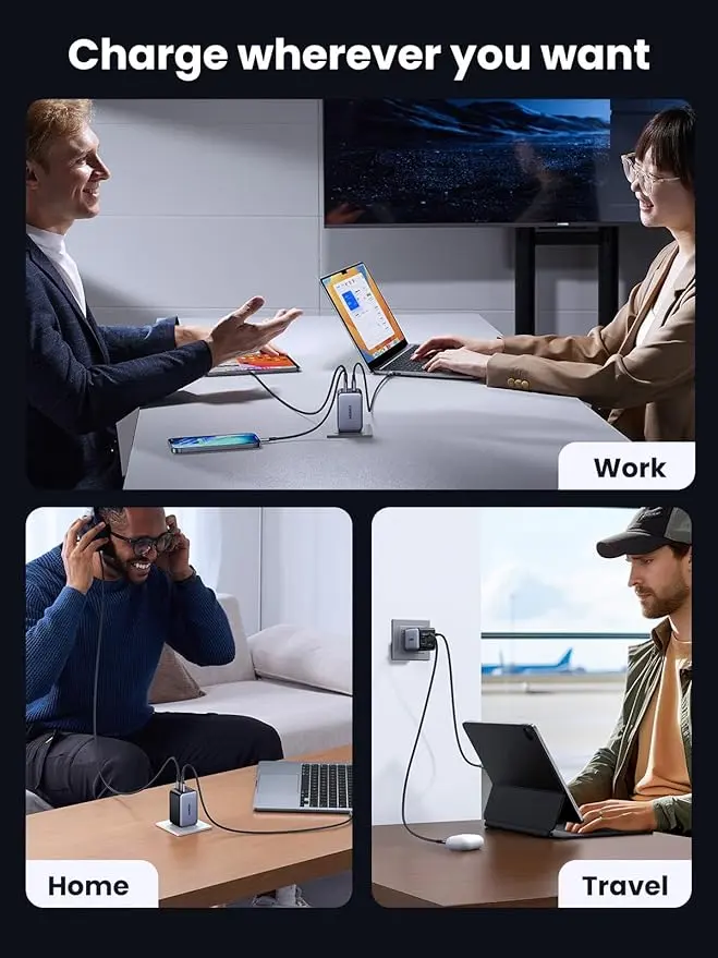 UGREEN Nexode 65W GaN USB C Wall Charger, 4-Port Fast Type-C Charger Compatible with MacBook Pro/Air, iPhone 17/16/15 Series, Galaxy S25/S24, Pixel 10/9, iPad Pro, Steam Deck image 6