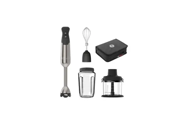 Vitamix 5-Speed Immersion Blender 5-Piece Bundle, 625-Watt Motor, One-Handed Operation, 5 ft cord, includes Mini-Chopper, Blending Jar, Whisk Attachment & Storage Case, Stainless Steel/Black image