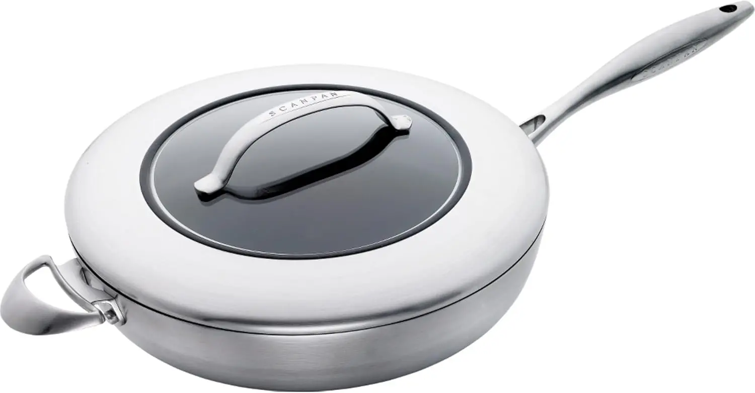 Scanpan CTX 12 3/4 inch Nonstick Saute Pan with Lid – Compatible with Gas and Electric Stovetops, Metal Utensil Safe, Oven Safe to 500°F, Dishwasher Safe, Black image 1